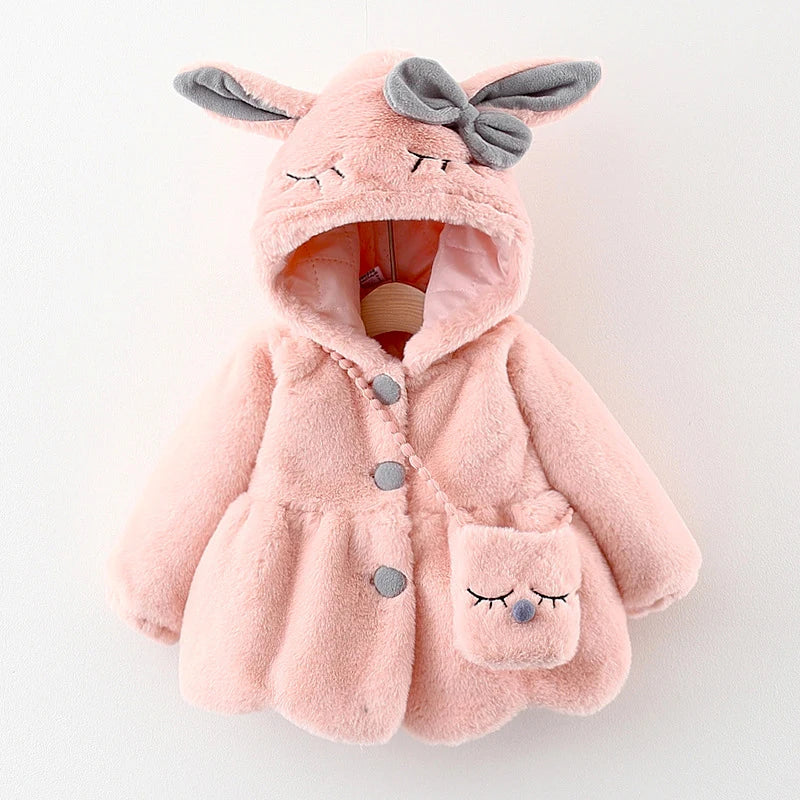 Kiki's Baby Closet Baby Girl Cute Rabbit Ears Plush Princess Coat