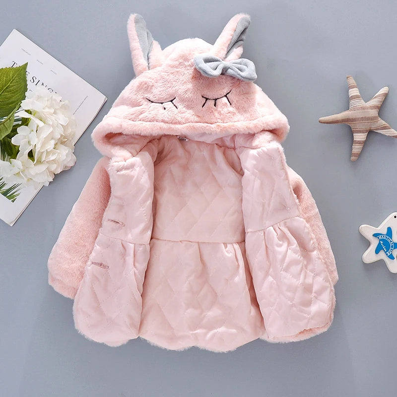 Kiki's Baby Closet Baby Girl Cute Rabbit Ears Plush Princess Coat