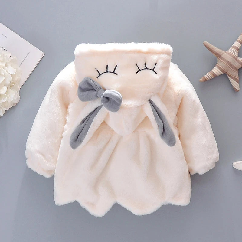 Kiki's Baby Closet Baby Girl Cute Rabbit Ears Plush Princess Coat