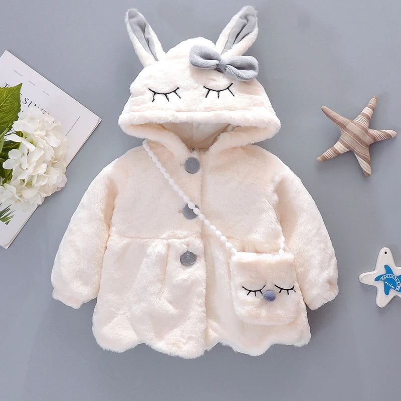 Kiki's Baby Closet Baby Girl Cute Rabbit Ears Plush Princess Coat