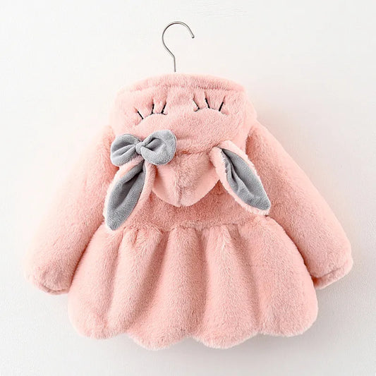 Kiki's Baby Closet Baby Girl Cute Rabbit Ears Plush Princess Coat