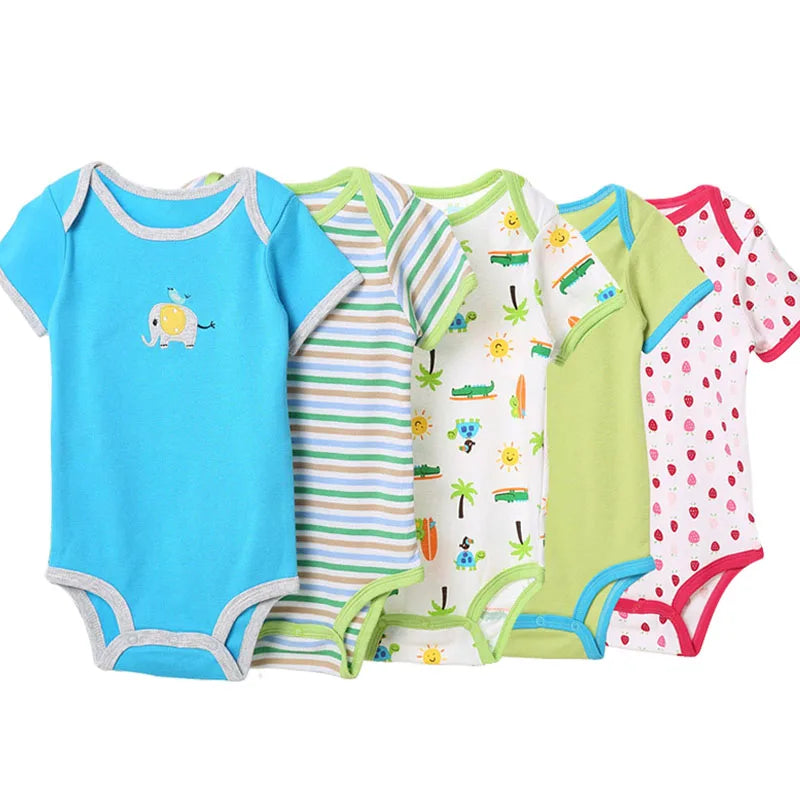 Kiki's Baby Closet 5Pcs 3M-24M Short Sleeve Winggle-in Infant Baby Bodysuit