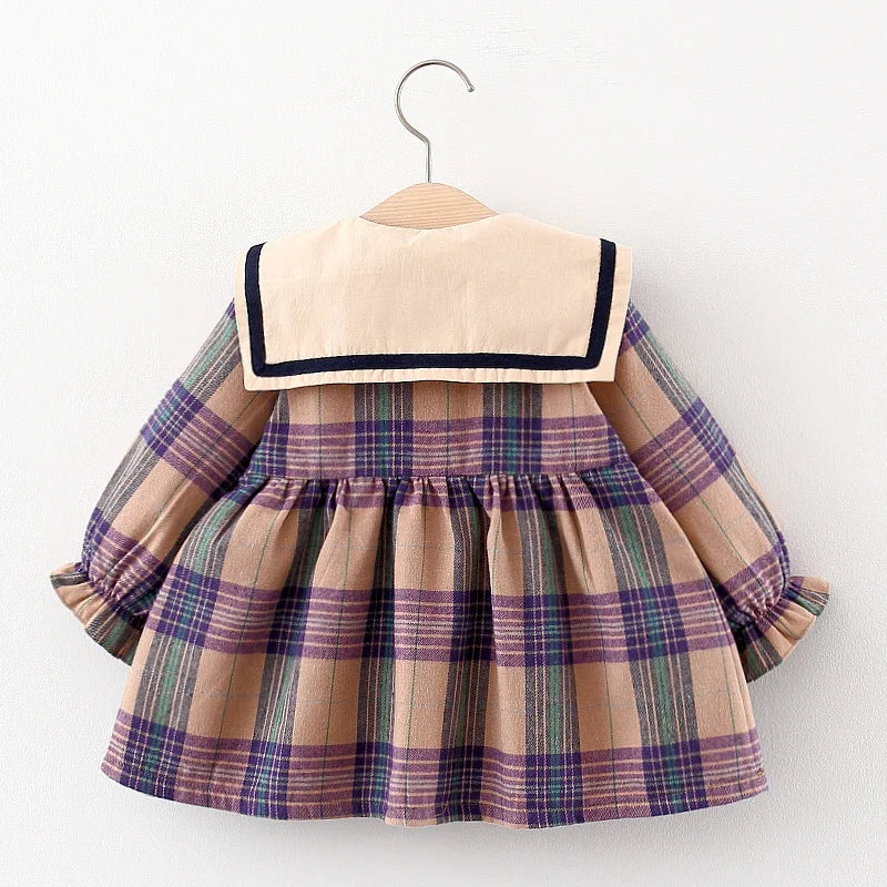 Kiki's Baby Closet Baby Girl Plaid Princess Dress with Stuffed Animal