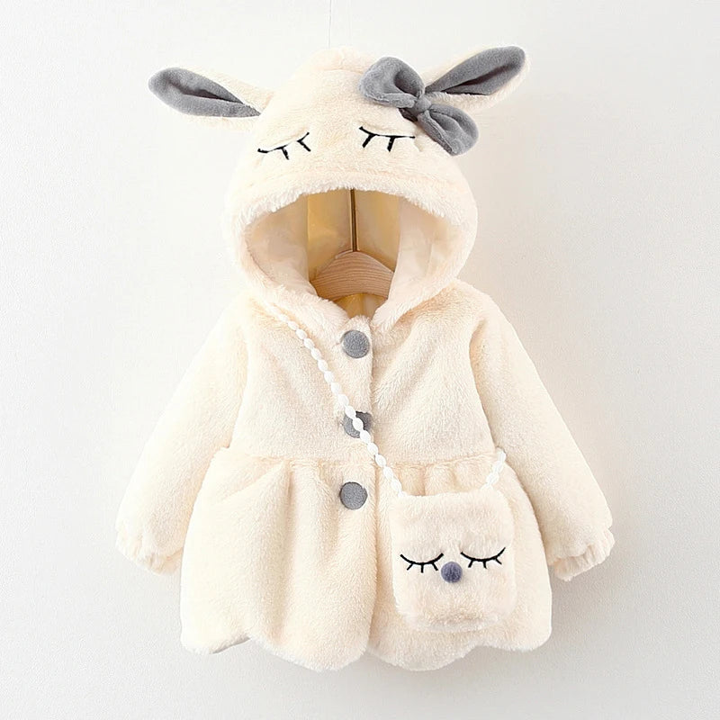 Kiki's Baby Closet Baby Girl Cute Rabbit Ears Plush Princess Coat