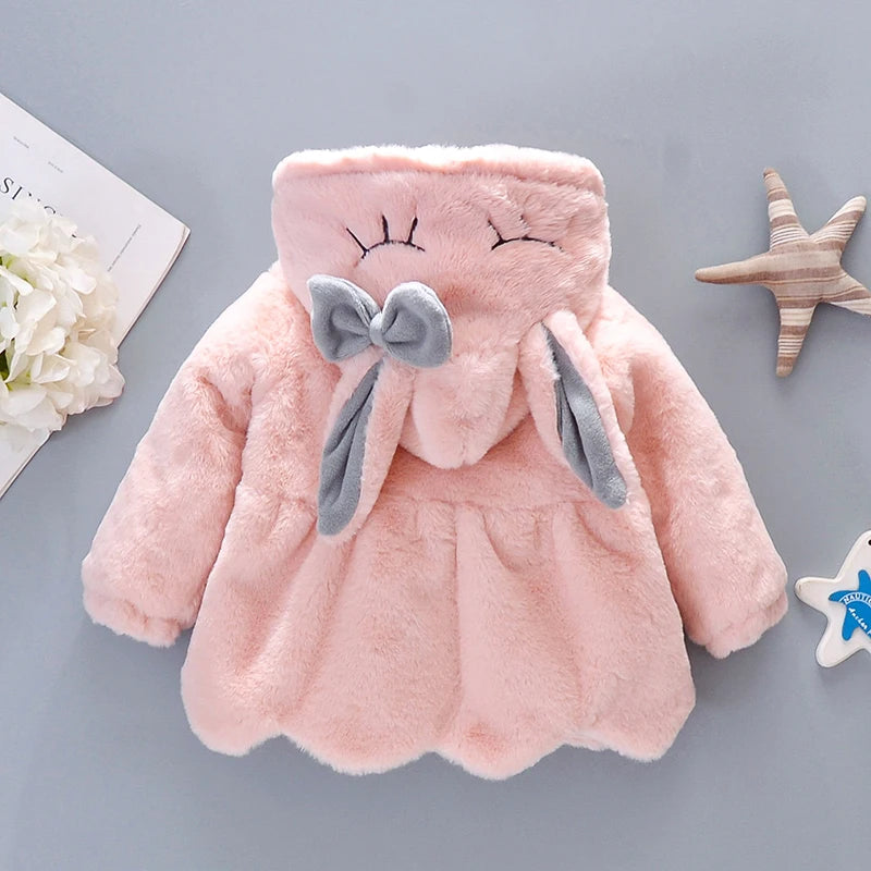 Kiki's Baby Closet Baby Girl Cute Rabbit Ears Plush Princess Coat