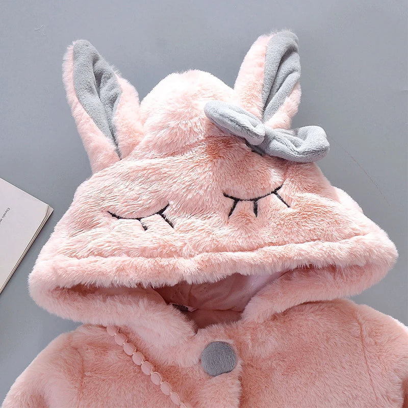 Kiki's Baby Closet Baby Girl Cute Rabbit Ears Plush Princess Coat