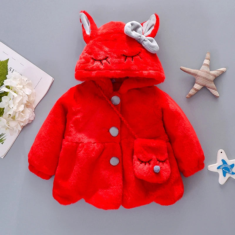 Kiki's Baby Closet Baby Girl Cute Rabbit Ears Plush Princess Coat