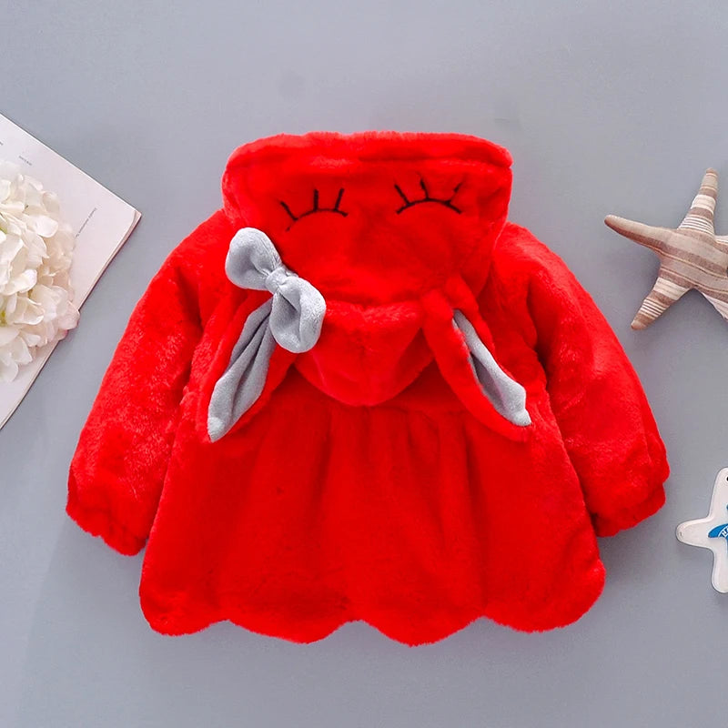 Kiki's Baby Closet Baby Girl Cute Rabbit Ears Plush Princess Coat