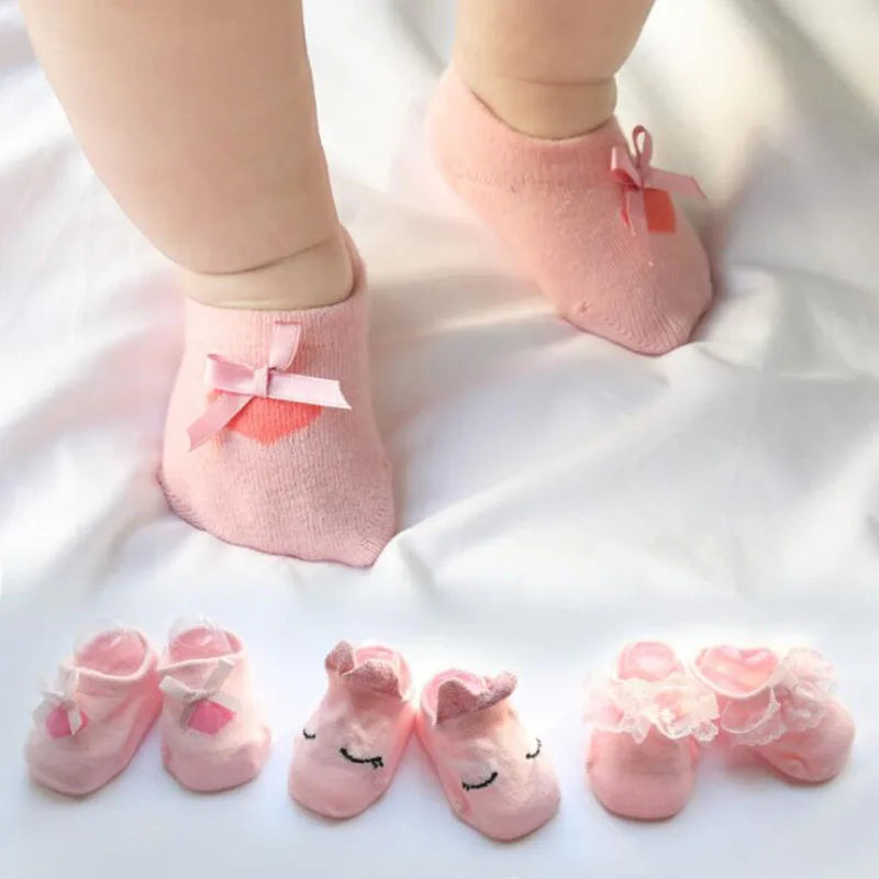 Kiki's Baby Closet Baby Girl 3 Pair Lace Flower Socks