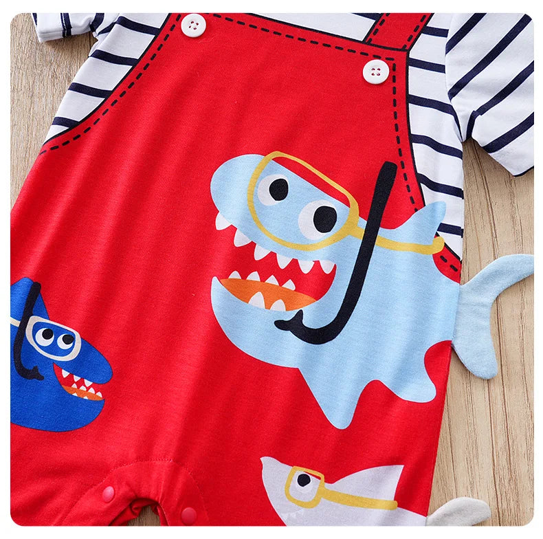 Kiki's Baby Closet Baby Boy Shark Short Sleeve Onesie