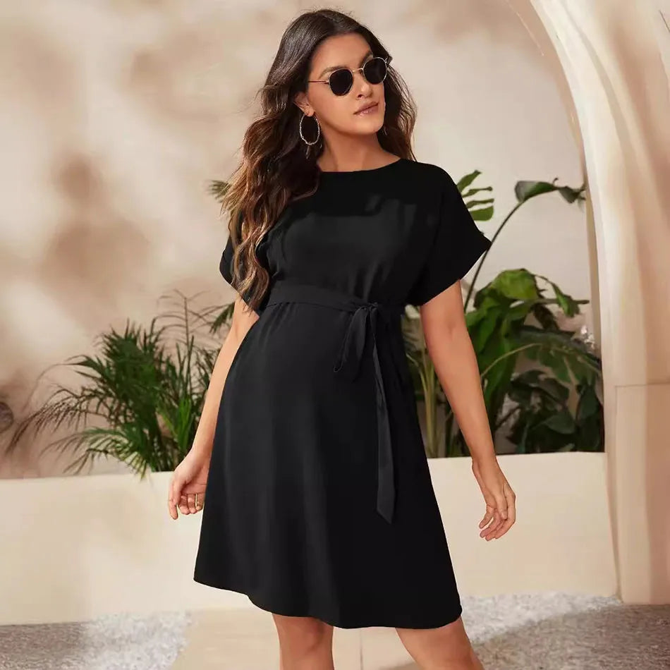 Kiki's Baby Closet Casual Maternity Tied Waist Dress