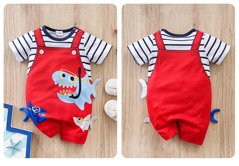 Kiki's Baby Closet Baby Boy Shark Short Sleeve Onesie