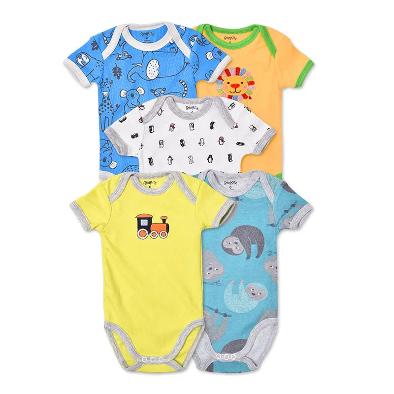 Kiki's Baby Closet 5Pcs 3M-24M Short Sleeve Winggle-in Infant Baby Bodysuit