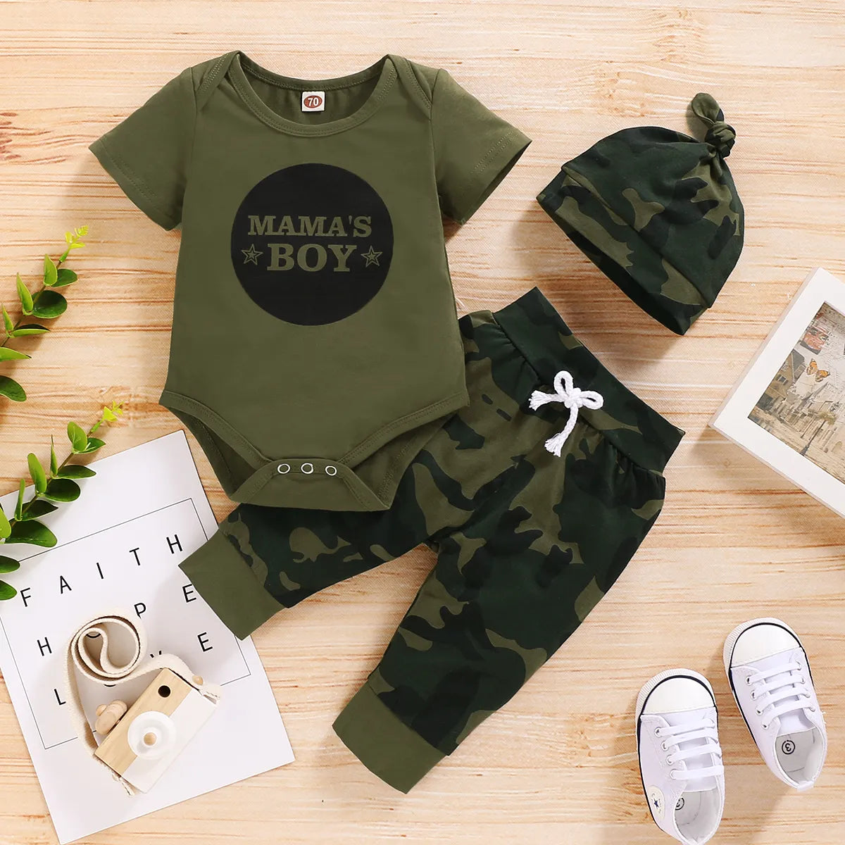 Kiki's Baby Closet Baby Boy 3Pcs Camouflage Set