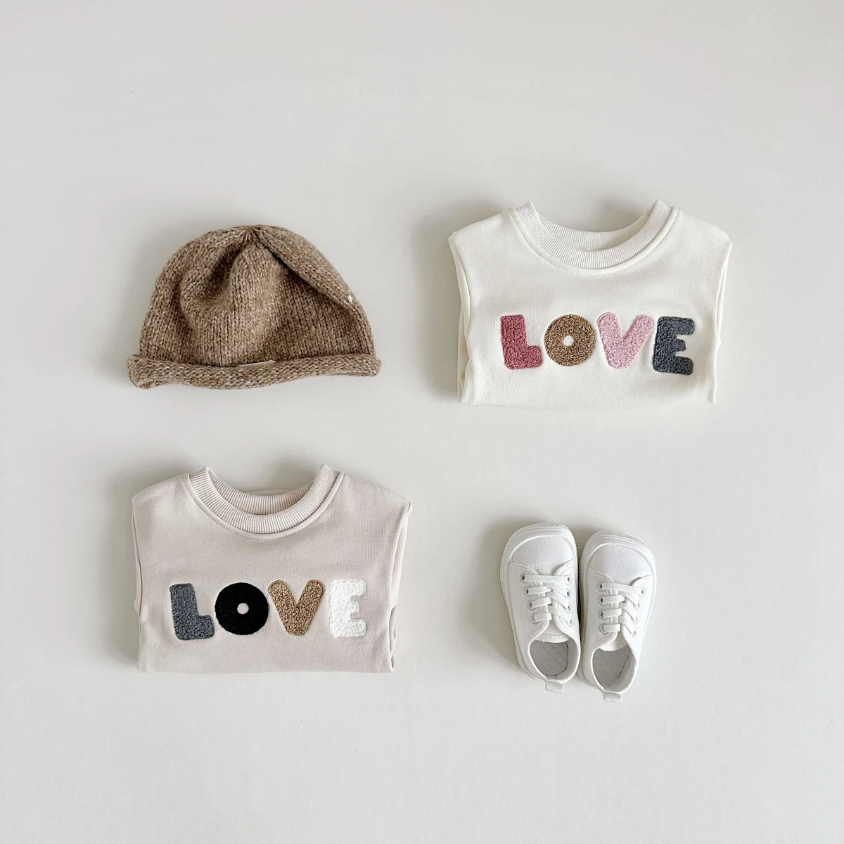 Kiki's Baby Closet Baby Girl LOVE Embroidery Sweatshirt Romper