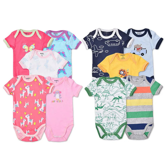 Kiki's Baby Closet 5Pcs 3M-24M Short Sleeve Winggle-in Infant Baby Bodysuit