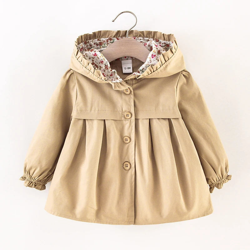 Kiki's Baby Closet Baby Girl Flower Trench Coat