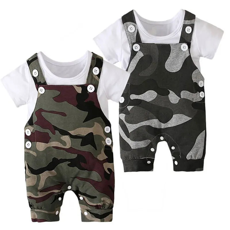 Kiki's Baby Closet Baby Boy Camouflage Short Sleeve Overall Set