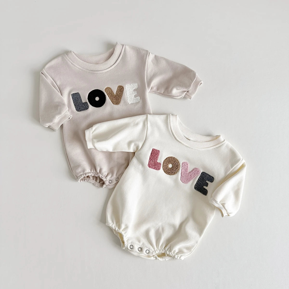 Kiki's Baby Closet Baby Girl LOVE Embroidery Sweatshirt Romper