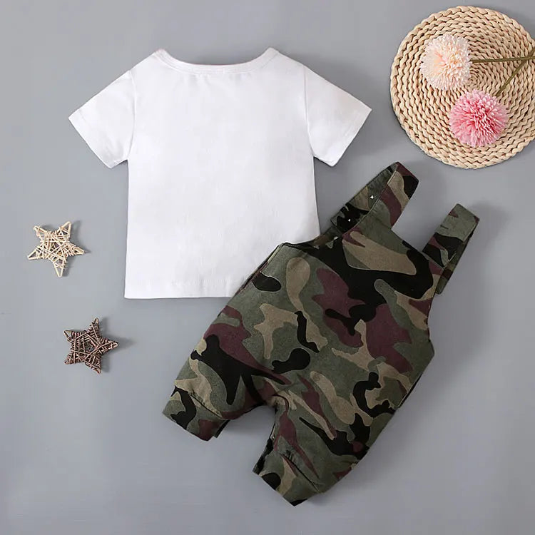 Kiki's Baby Closet Baby Boy Camouflage Short Sleeve Overall Set