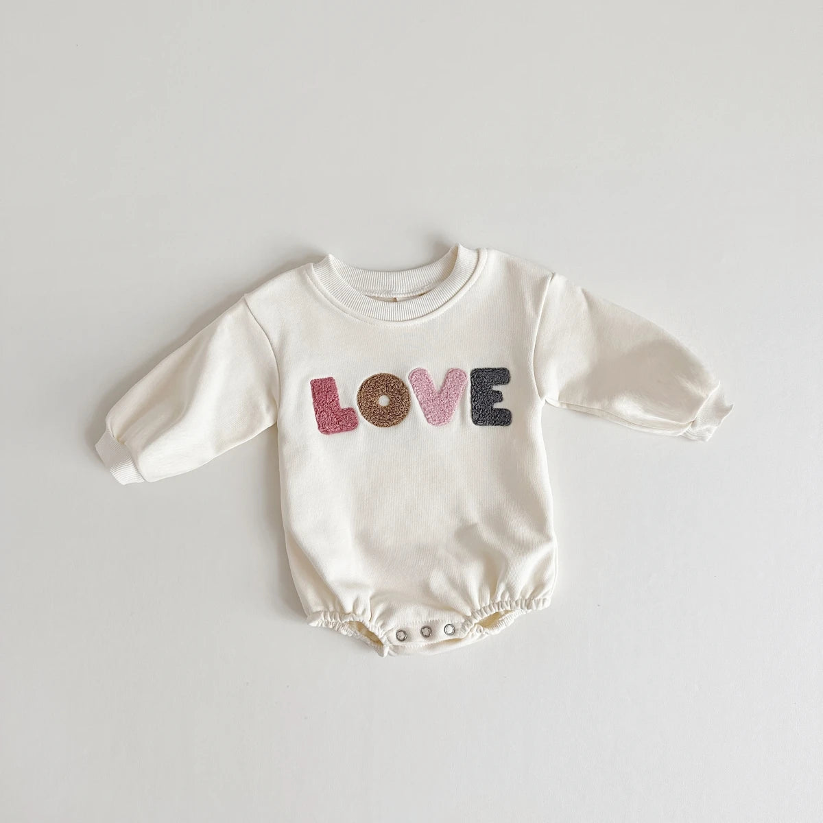 Kiki's Baby Closet Baby Girl LOVE Embroidery Sweatshirt Romper