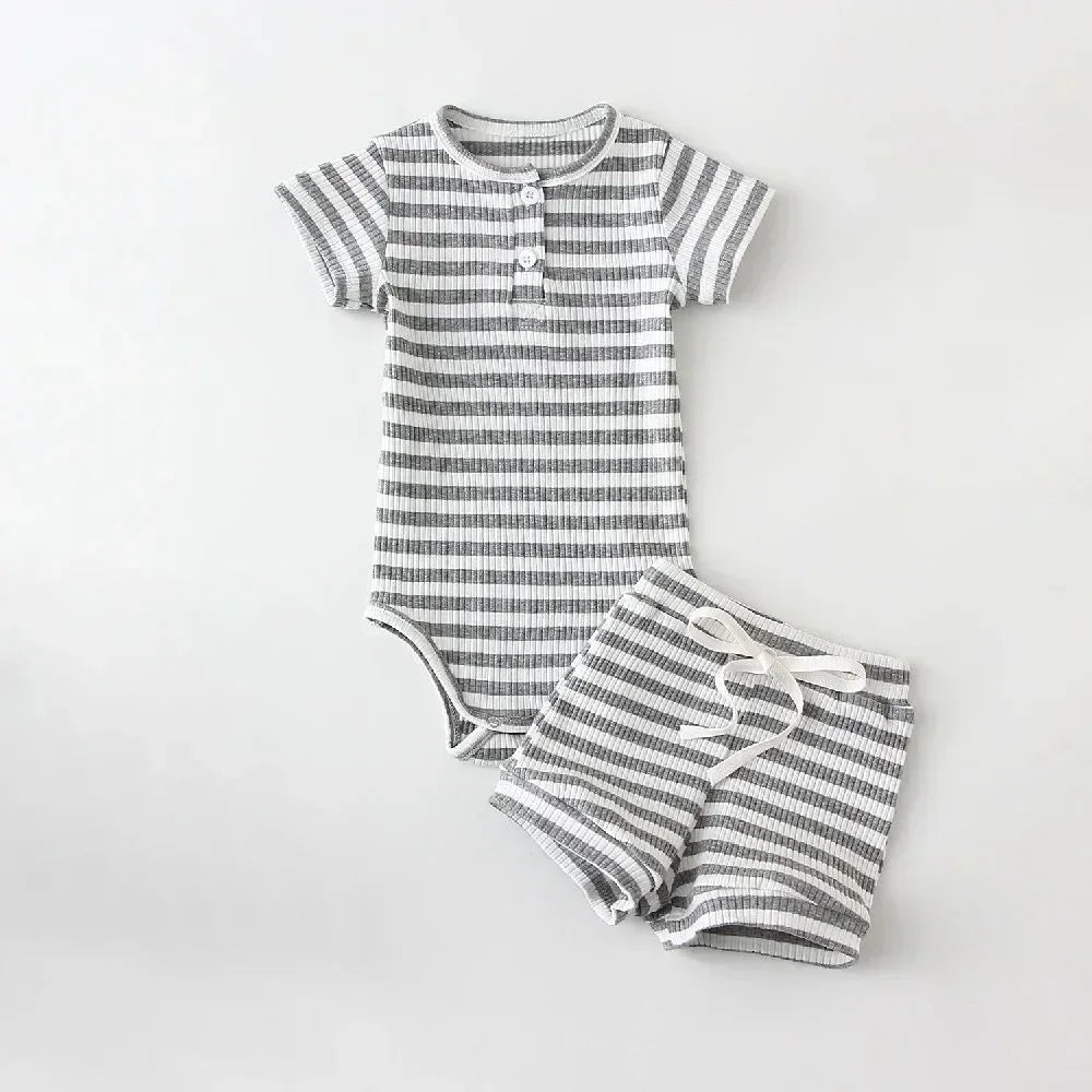 Kiki's Baby Closet Baby Boy 2Pcs Short Sleeve Bodysuit and Short Set