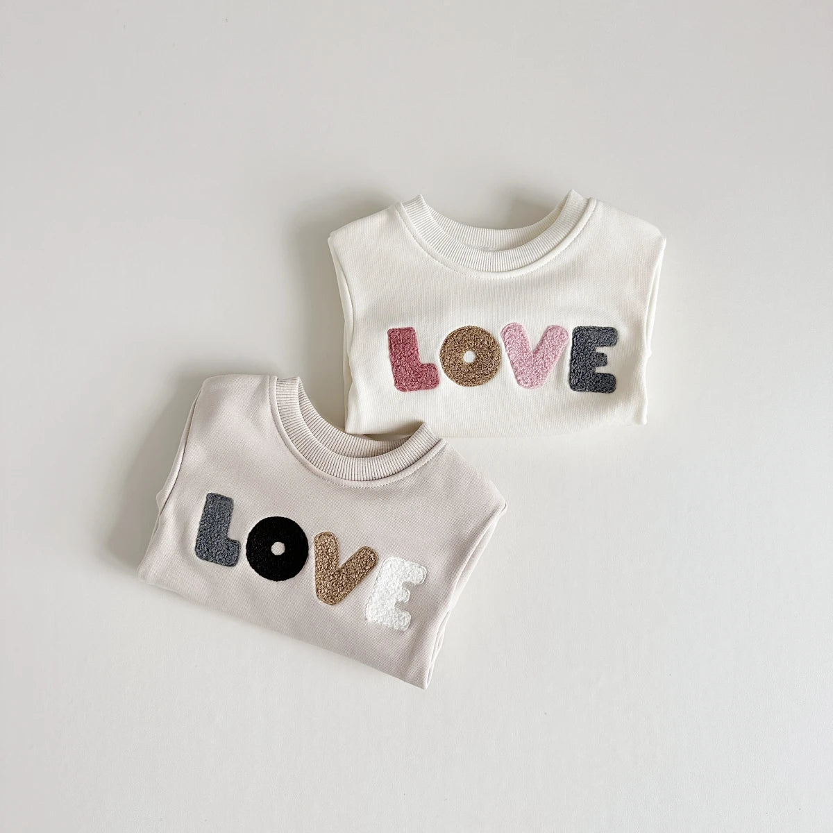 Kiki's Baby Closet Baby Girl LOVE Embroidery Sweatshirt Romper