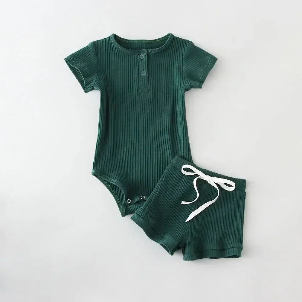 Kiki's Baby Closet Baby Boy 2Pcs Short Sleeve Bodysuit and Short Set