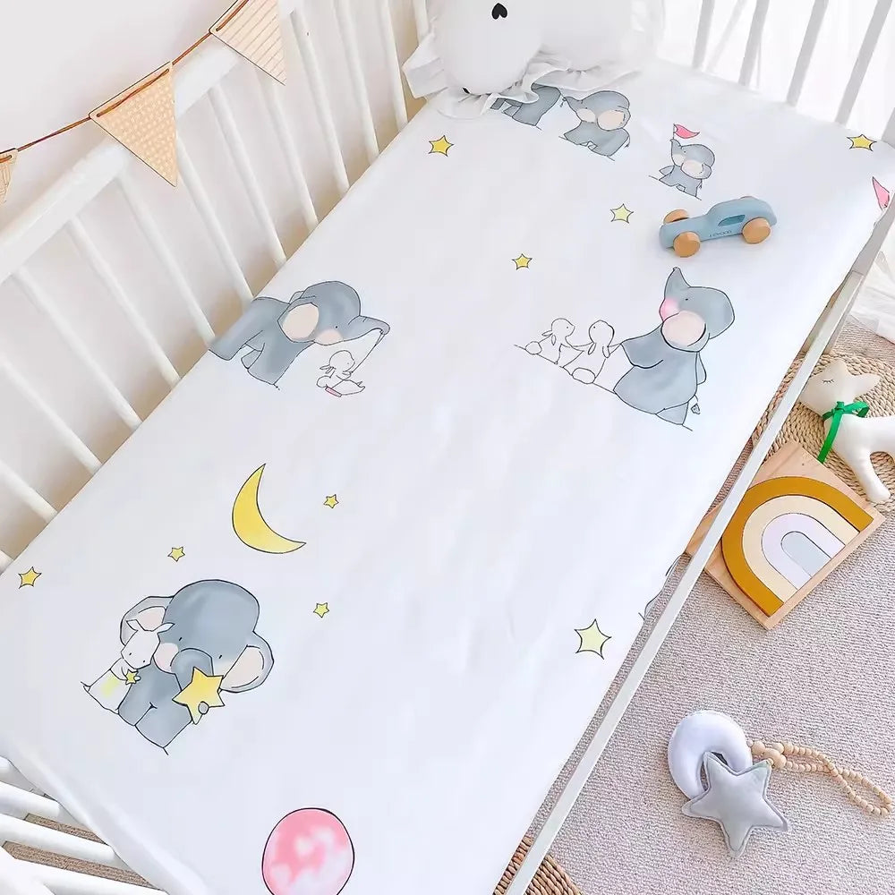 Kiki's Baby Closet 3PCS Crib Cartoon Animal Baby Crib Bedding Set Include Duvet Cover Pillowcase Sheet