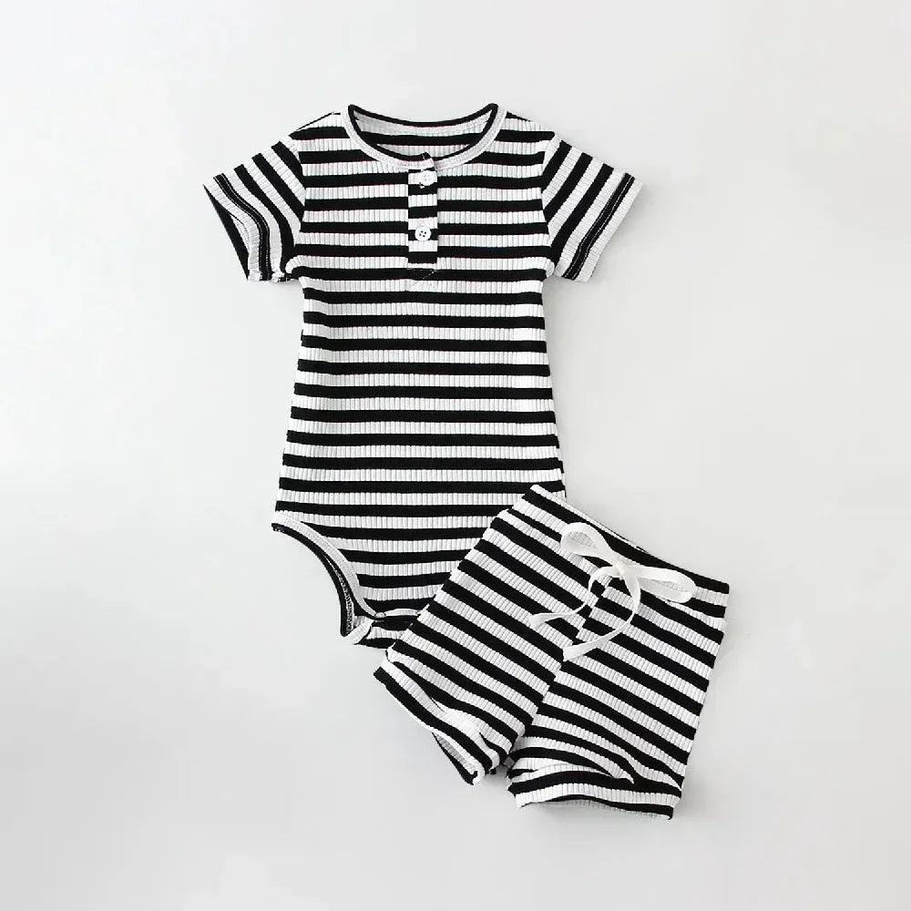 Kiki's Baby Closet Baby Boy 2Pcs Short Sleeve Bodysuit and Short Set