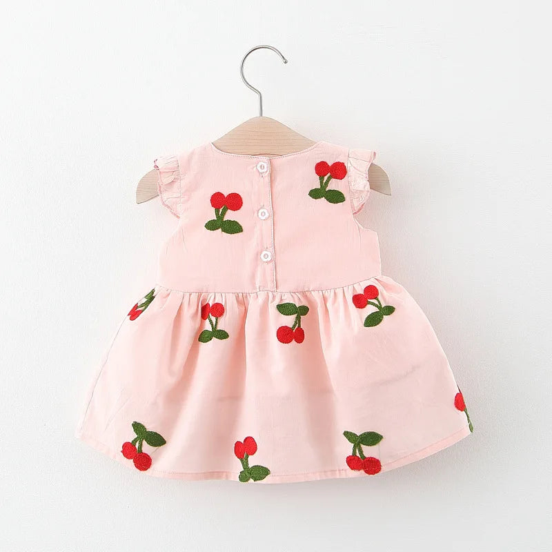 Kiki's Baby Closet Baby Girl Cherry Embroidered Princess Dress