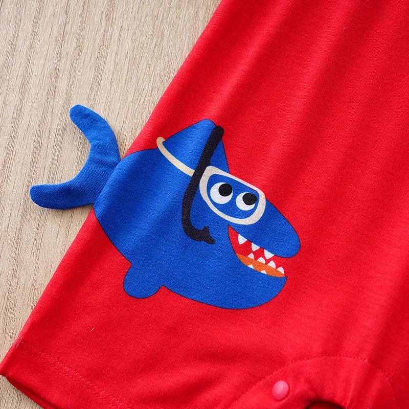 Kiki's Baby Closet Baby Boy Shark Short Sleeve Onesie