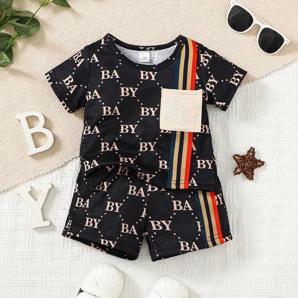 Kiki's Baby Closet 2Pcs Baby Boy T-Shirt and Short Luxury Set