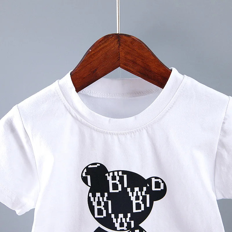 Kiki's Baby Closet Baby Boy Luxury Designer Bear T-Shirt and Shorts Set