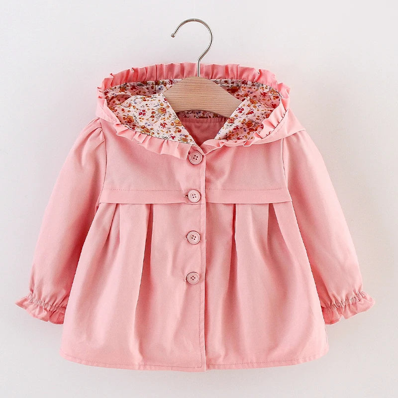 Kiki's Baby Closet Baby Girl Flower Trench Coat