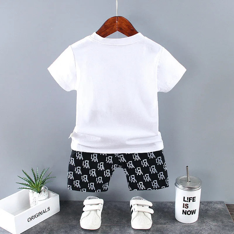 Kiki's Baby Closet Baby Boy Luxury Designer Bear T-Shirt and Shorts Set