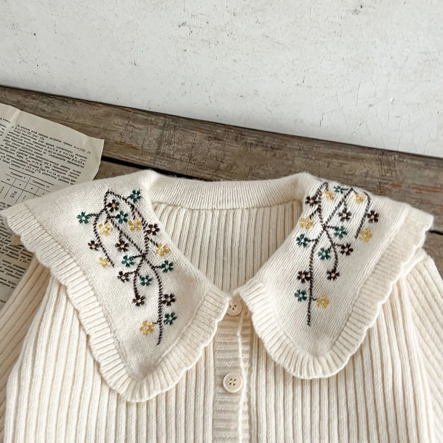 Kiki's Baby Closet Baby Girl Long Sleeve Embroidery Knitted Coat