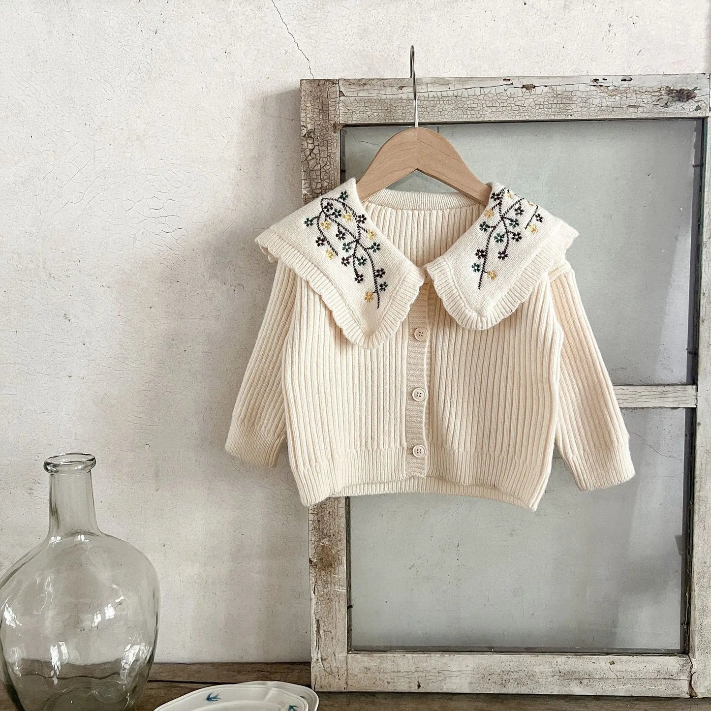 Kiki's Baby Closet Baby Girl Long Sleeve Embroidery Knitted Coat