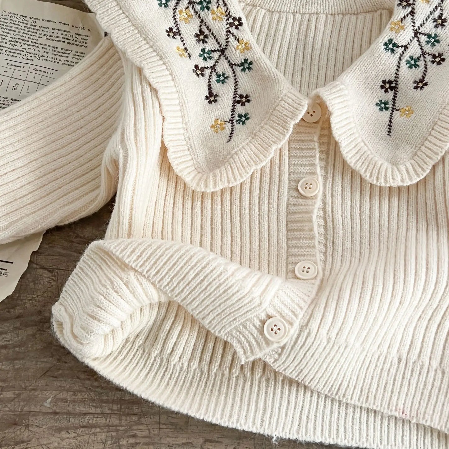 Kiki's Baby Closet Baby Girl Long Sleeve Embroidery Knitted Coat