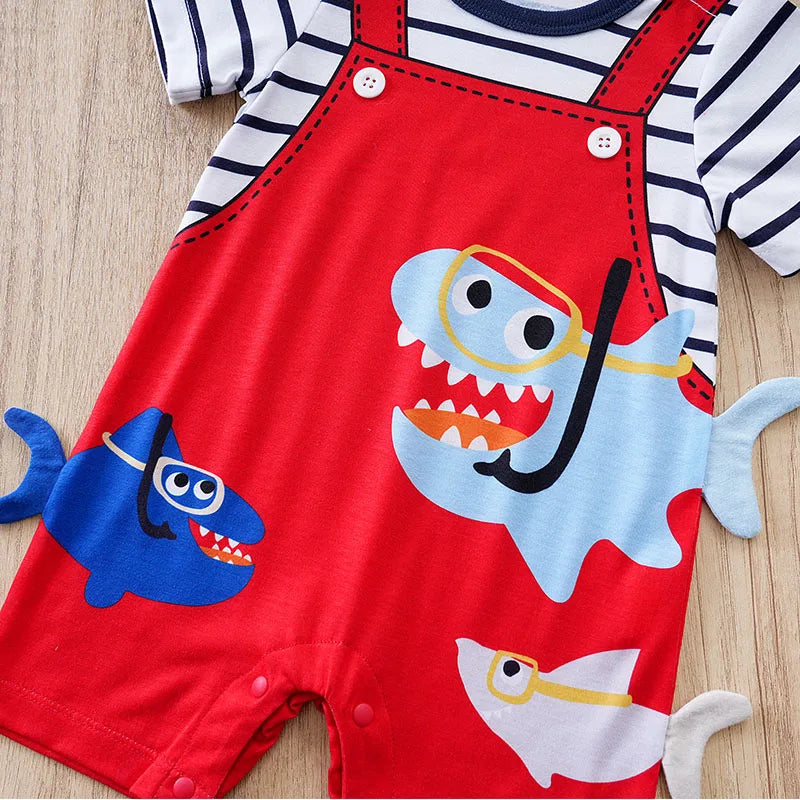 Kiki's Baby Closet Baby Boy Shark Short Sleeve Onesie