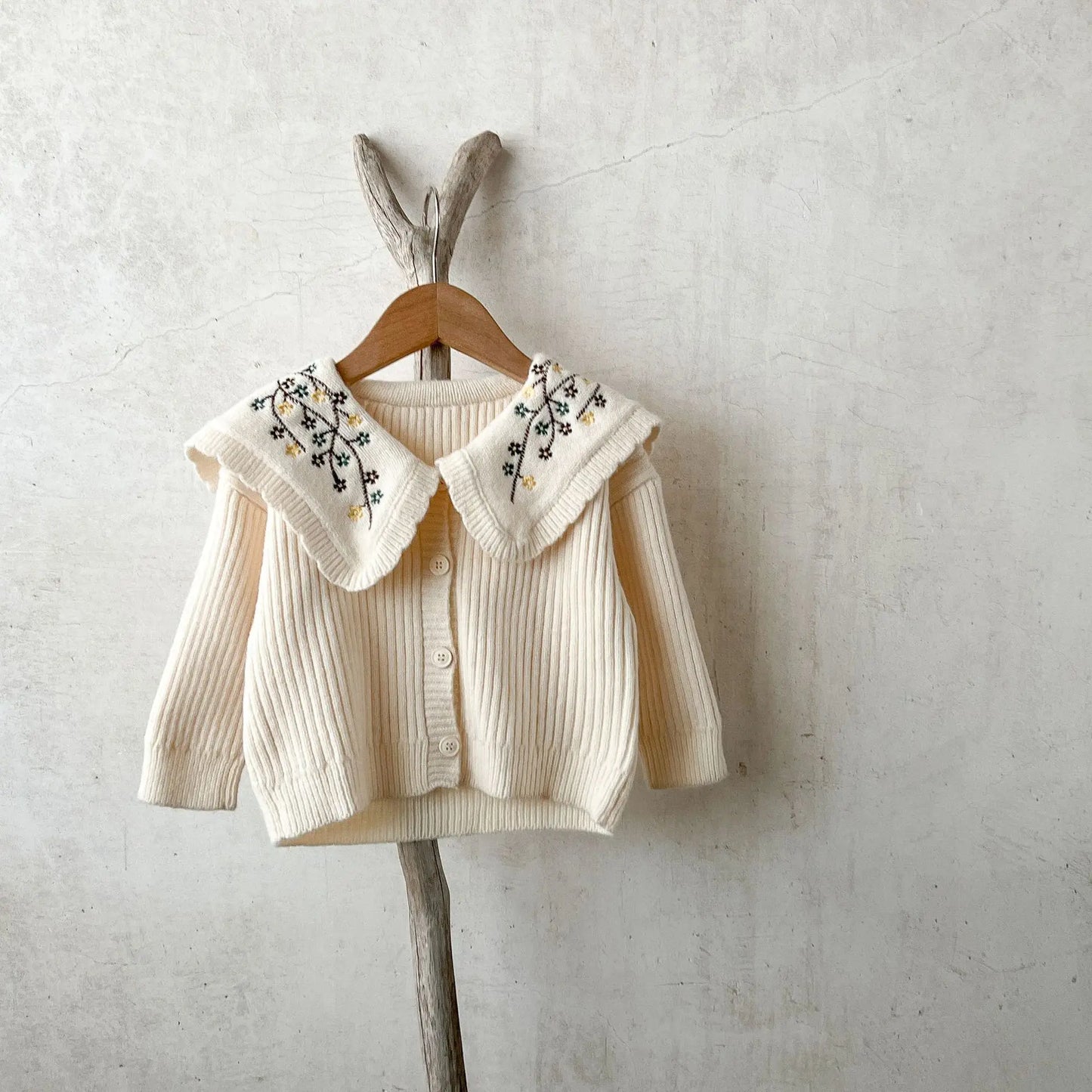 Kiki's Baby Closet Baby Girl Long Sleeve Embroidery Knitted Coat