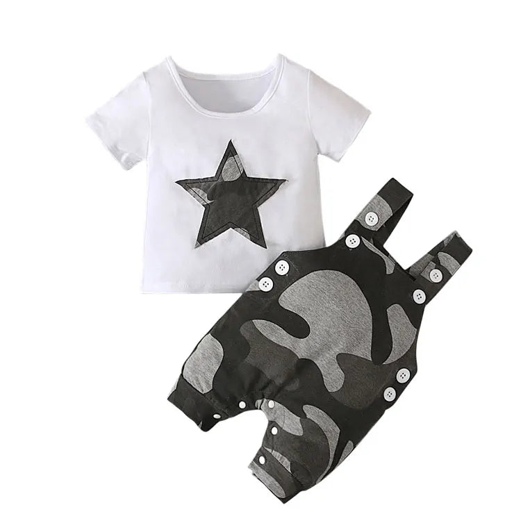 Kiki's Baby Closet Baby Boy Camouflage Short Sleeve Overall Set