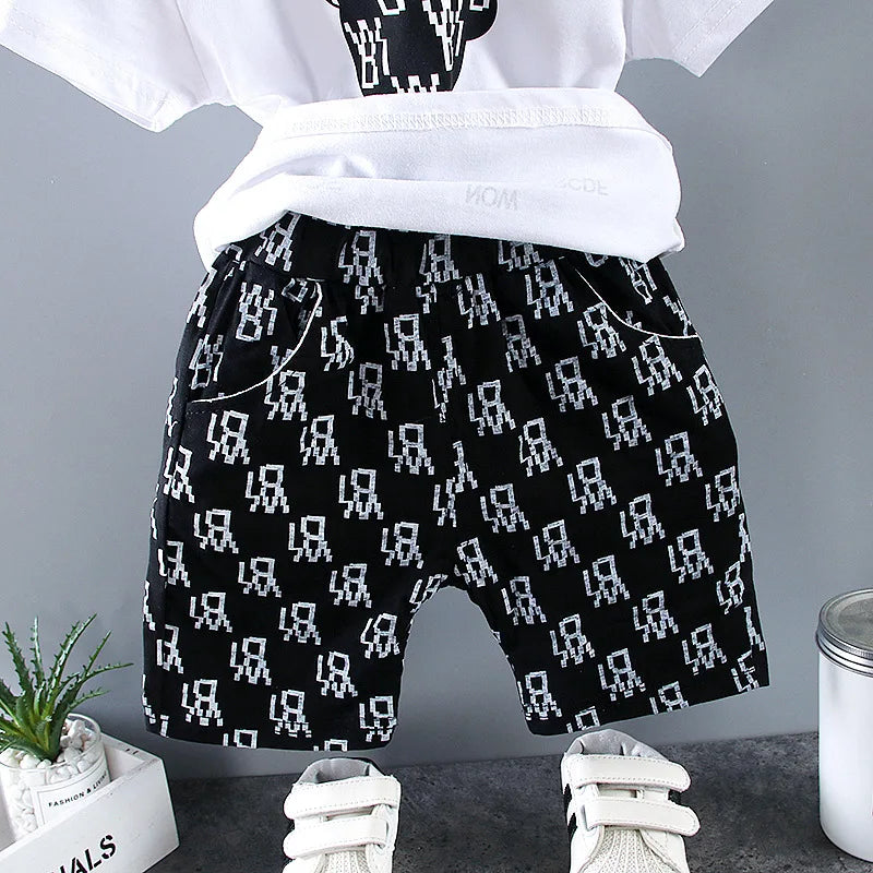 Kiki's Baby Closet Baby Boy Luxury Designer Bear T-Shirt and Shorts Set