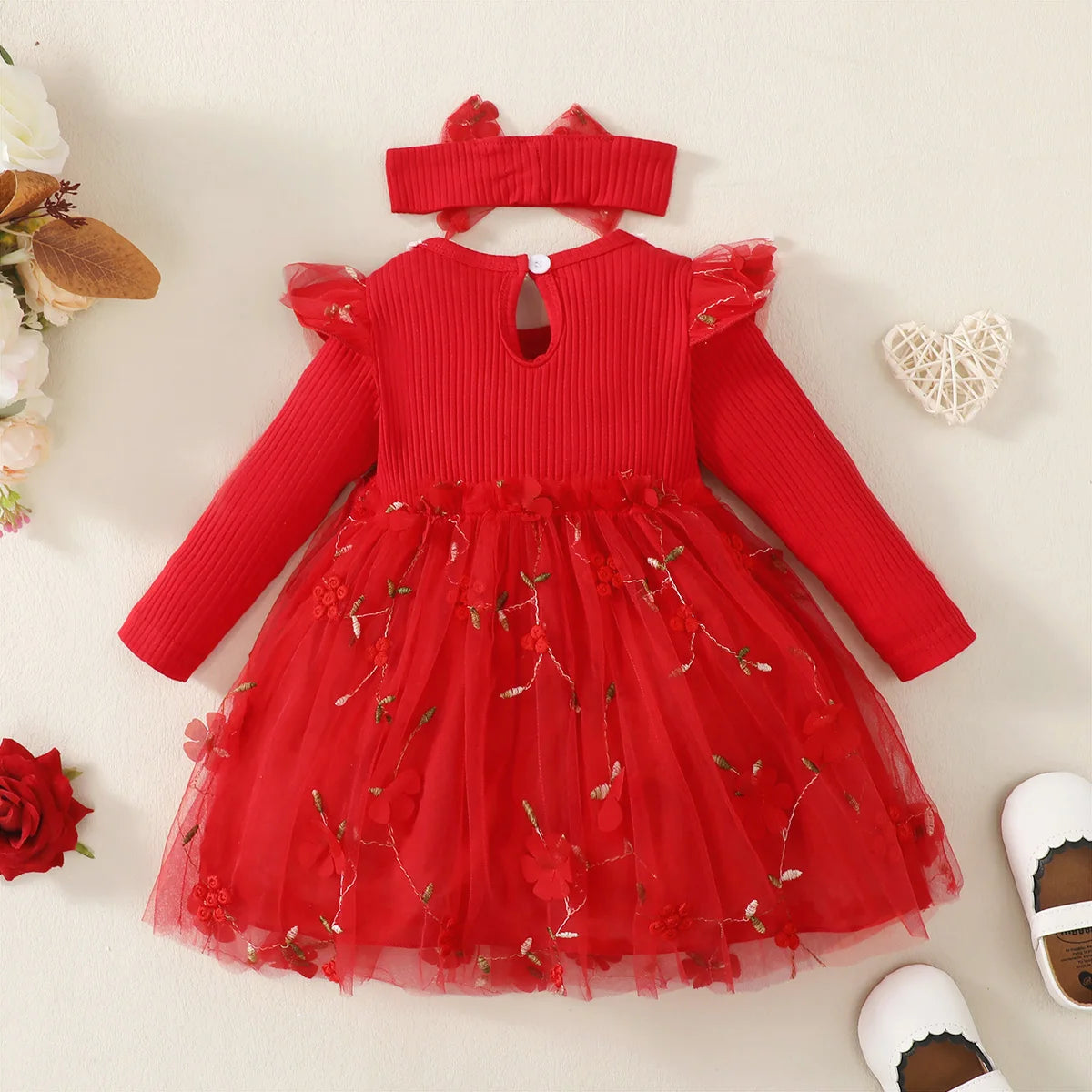 Kiki's Baby Closet Baby Girl Princess Lace Dress with Matching Bow