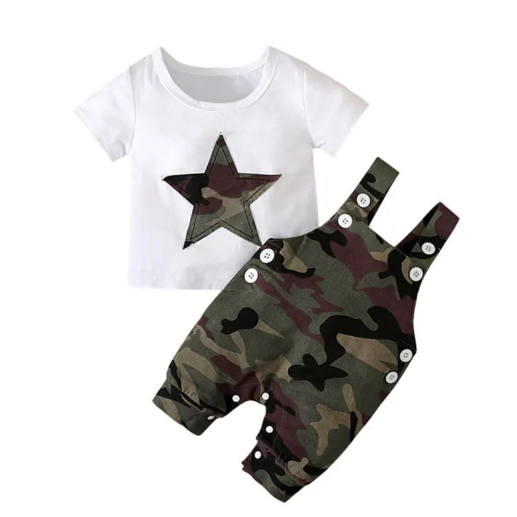 Kiki's Baby Closet Baby Boy Camouflage Short Sleeve Overall Set