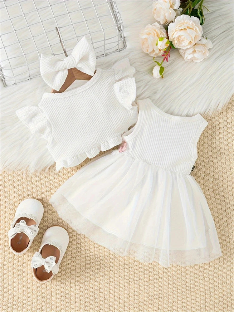 Kiki's Baby Closet Baby Girl Flower Vest Sleeveless Lace Dress