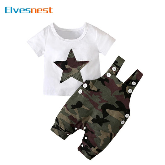 Kiki's Baby Closet Baby Boy Camouflage Short Sleeve Overall Set