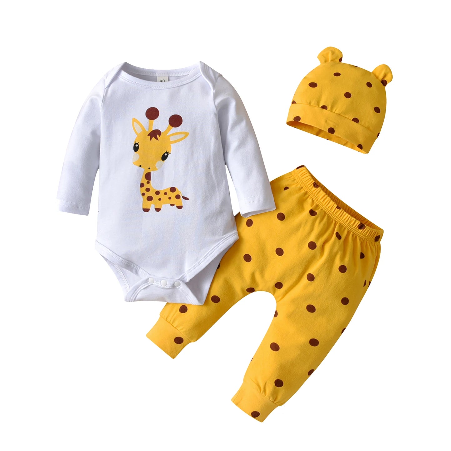 Kiki's Baby Closet 3Pcs Baby Girl Deer Print Bodysuit with Pants and Hat