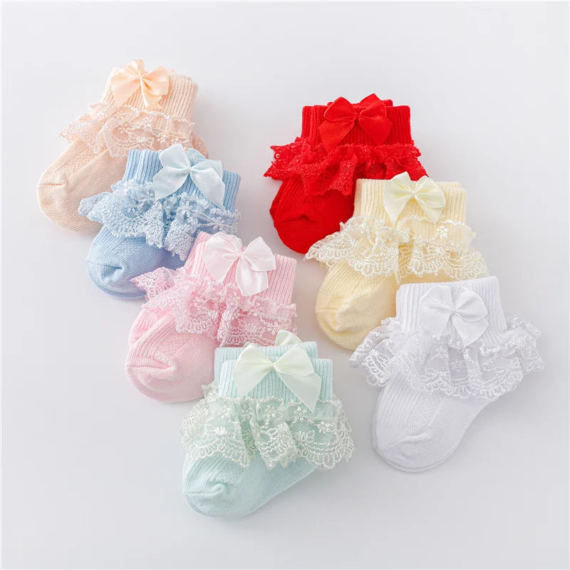 Kiki's Baby Closet Baby Girl Lace Princess Bow Socks