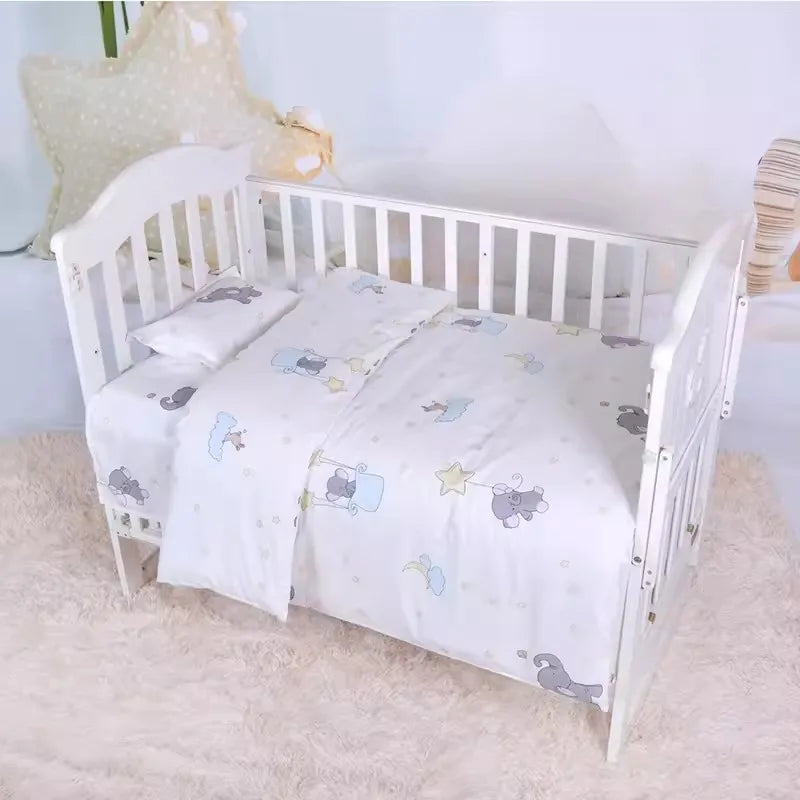 Kiki's Baby Closet 3PCS Crib Cartoon Animal Baby Crib Bedding Set Include Duvet Cover Pillowcase Sheet